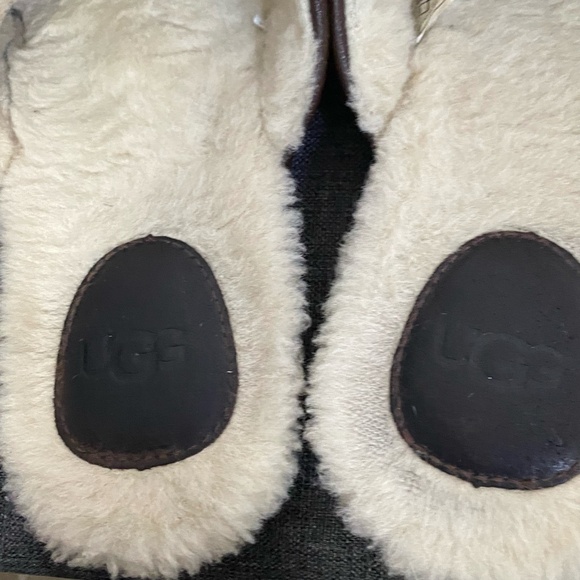 Ugg Mens Brown Leather Sherpa Lounge Slippers- Sz-10 - Picture 12 of 16